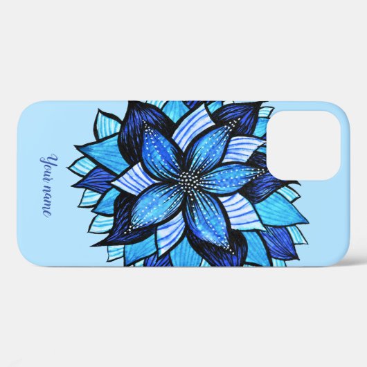 Abstracte Blauwe Bloem Bloemen meisjesnaam Case-Mate iPhone Case (Achterkant (horizontaal))