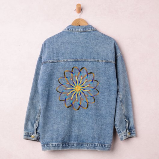 abstracte blauwe bloem denim jacket (Hangar)