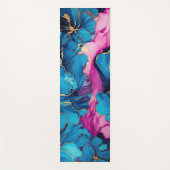 Abstracte Blauwe Bloem Gouden Bloem Elegant Roze Yogamat (Voorkant)