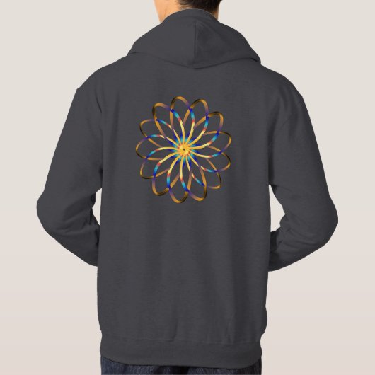 abstracte blauwe bloem hoodie (Achterkant)