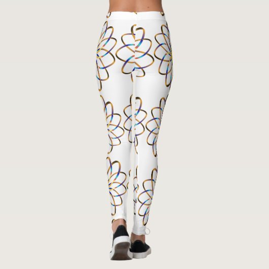 abstracte blauwe bloem leggings (Achterkant)