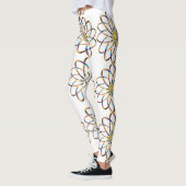 abstracte blauwe bloem leggings (Links)