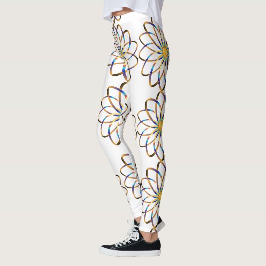 abstracte blauwe bloem leggings (Links)