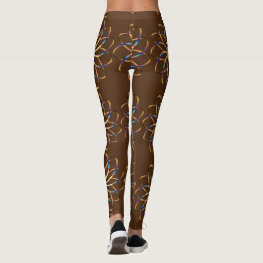 abstracte blauwe bloem leggings (Achterkant)