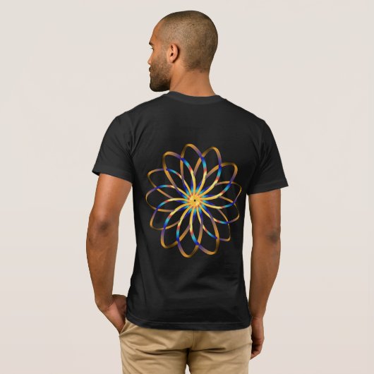 abstracte blauwe bloem t-shirt (Achterkant volledig)