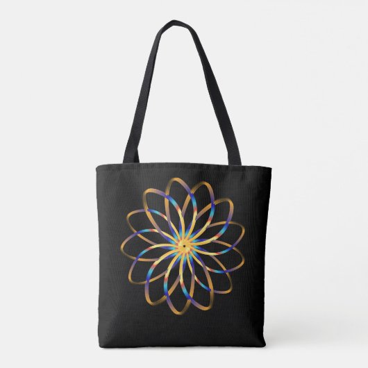 abstracte blauwe bloem tote bag (Achterkant)