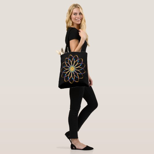 abstracte blauwe bloem tote bag (Op model)