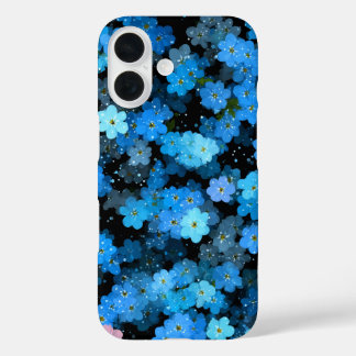 Abstracte Blauwe Bloemen iPhone 16 Hoesje