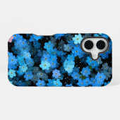 Abstracte Blauwe Bloemen iPhone 16 Hoesje (Achterkant horizontaal)
