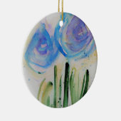 Abstracte blauwe bloemen keramisch ornament (Rechts)