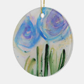 Abstracte blauwe bloemen keramisch ornament (Links)