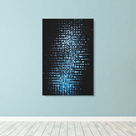Abstracte blauwe blokjes canvas afdruk (Insitu (Houten vloer))