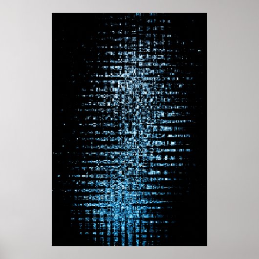 Abstracte blauwe blokjes poster (Voorkant)