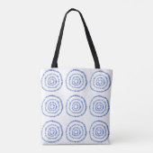 Abstracte blauwe borstelcirkel Kustkoffie Tote Bag (Achterkant)