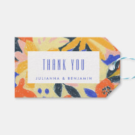 Abstracte blauwe bruiloft Aangepaste bruiloft Beda Cadeaulabel