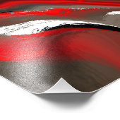 Abstracte blauwe, bruine en rode vochtige kunst foto afdruk (Hoek)