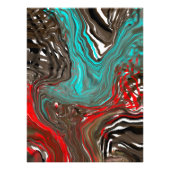 Abstracte blauwe, bruine en rode vochtige kunst foto afdruk (Voorkant)