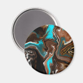 Abstracte blauwe, bruine en zwarte kunst magneet (Voorkant / Achterkant)