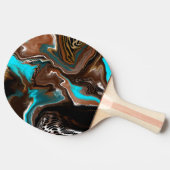 Abstracte blauwe, bruine en zwarte kunst tafeltennisbatje (Zijkant)