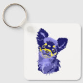 Abstracte Blauwe Chihuahua Sleutelhanger (Voorkant)