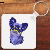 Abstracte Blauwe Chihuahua Sleutelhanger (Achterkant)