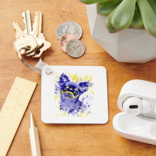 Abstracte Blauwe Chihuahua Sleutelhanger (Bureau)