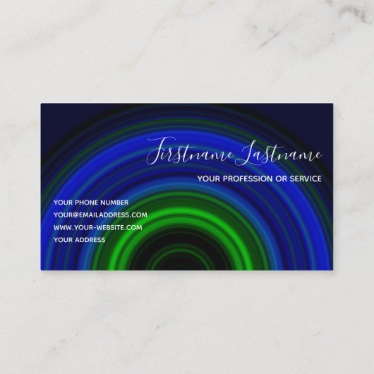 Abstracte blauwe cirkels groene cirkels visitekaartje (Achterkant)