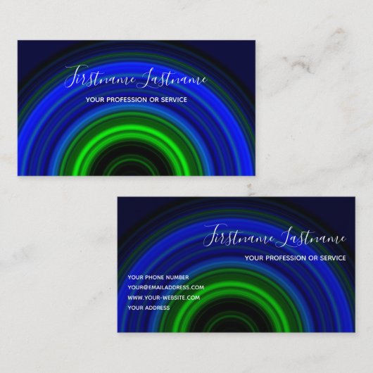 Abstracte blauwe cirkels groene cirkels visitekaartje (Voorkant / Achterkant)