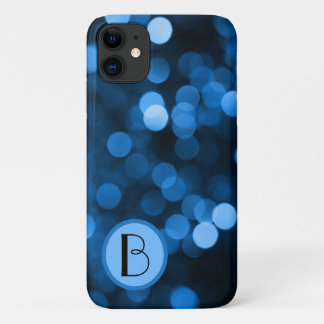 Abstracte blauwe cirkels met Initiaal Case-Mate iPhone Case