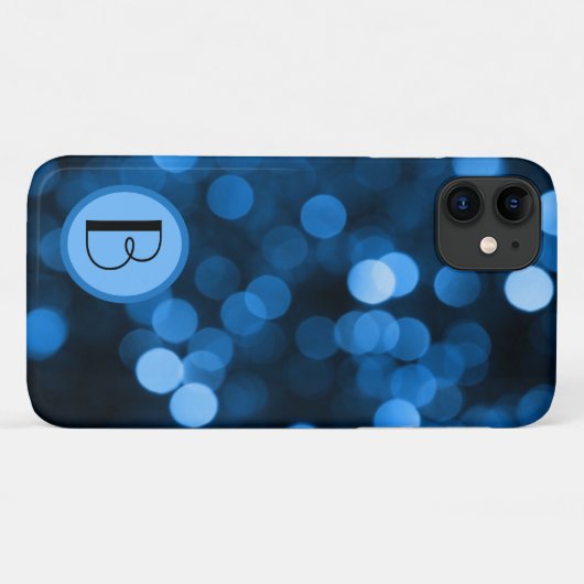 Abstracte blauwe cirkels met Initiaal Case-Mate iPhone Case (Achterkant (horizontaal))
