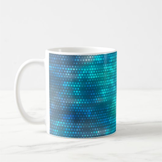 Abstracte blauwe creatieve achtergrond koffiemok (Links)