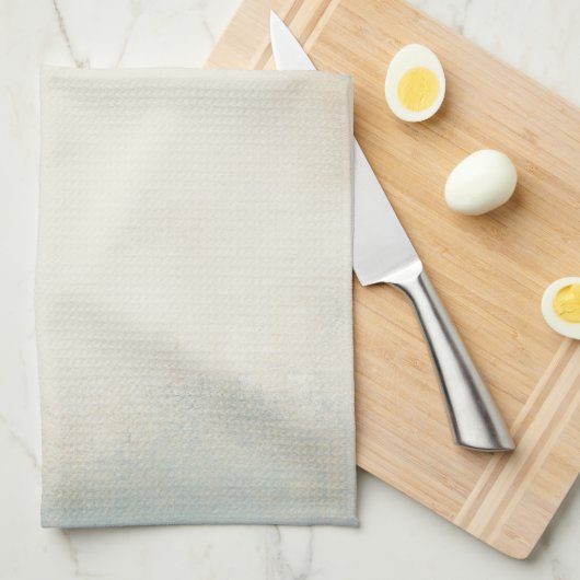 Abstracte blauwe crème en gouden kunst theedoek (Quarter Fold)