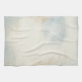 Abstracte blauwe crème en gouden kunst theedoek (Horizontaal)