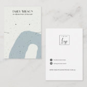 ABSTRACTE BLAUWE CRIAMISCHE KETTING-EARRING DISPLA VISITEKAARTJE (Voorkant / Achterkant)