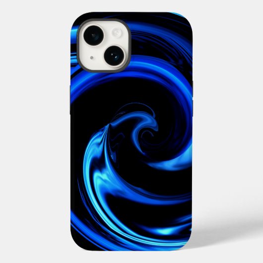 Abstracte blauwe Dolphin Wave Art Case-Mate iPhone Case (Achterkant)