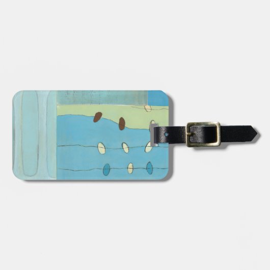 Abstracte blauwe eierparade bagagelabel (Voorkant horizontaal)