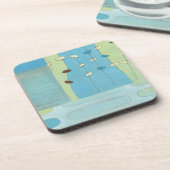 Abstracte blauwe eierparade bier onderzetter (Linkerzijde)