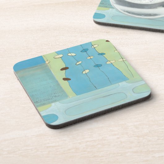 Abstracte blauwe eierparade bier onderzetter (Linkerzijde)