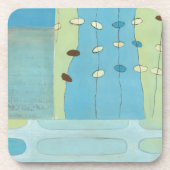 Abstracte blauwe eierparade bier onderzetter (Voorkant)