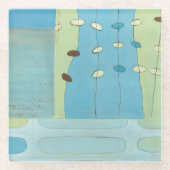 Abstracte blauwe eierparade glazen onderzetter (Voorkant)