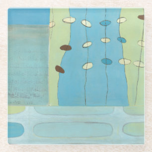 Abstracte blauwe eierparade glazen onderzetter