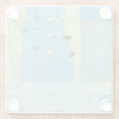 Abstracte blauwe eierparade glazen onderzetter (Achterkant)