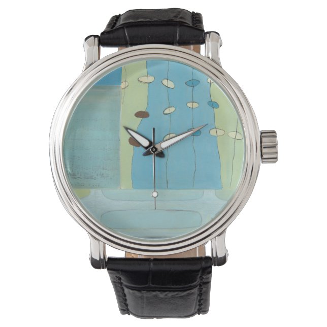 Abstracte blauwe eierparade horloge (Voorkant)