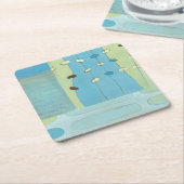 Abstracte blauwe eierparade kartonnen onderzetters (Schuin)