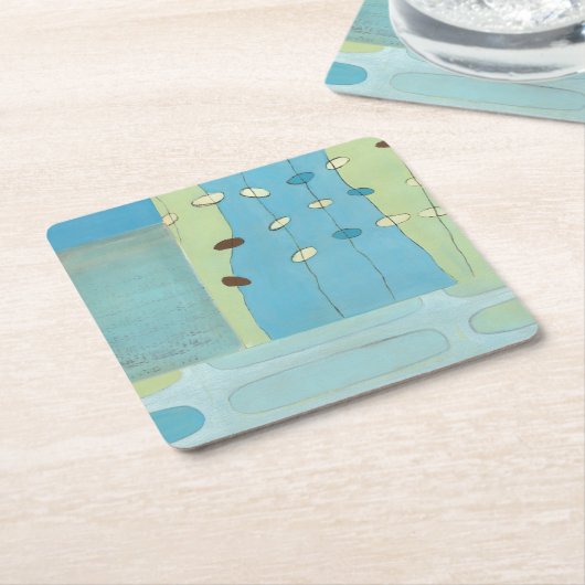 Abstracte blauwe eierparade kartonnen onderzetters (Schuin)