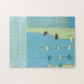 Abstracte blauwe eierparade legpuzzel (Horizontaal)