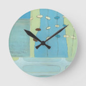 Abstracte blauwe eierparade ronde klok (Voorkant)