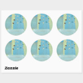 Abstracte blauwe eierparade ronde sticker (Vel)
