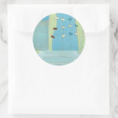 Abstracte blauwe eierparade ronde sticker (Tas)