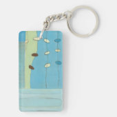 Abstracte blauwe eierparade sleutelhanger (achterkant)